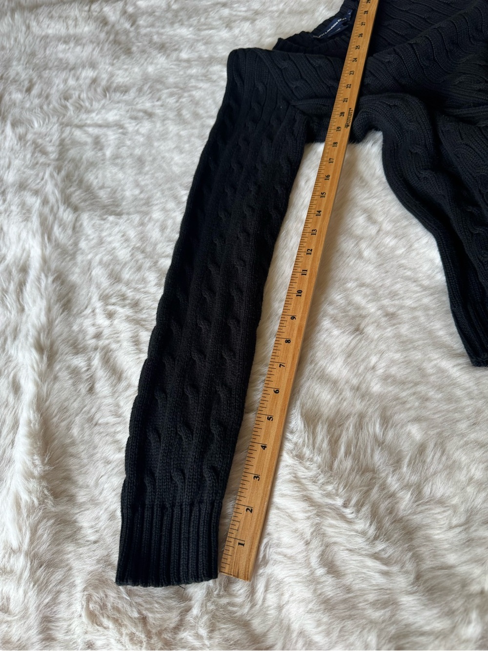 Ralph Lauren Black Cable Crewneck Sweater with Polo Pony - Picture 12 of 13
